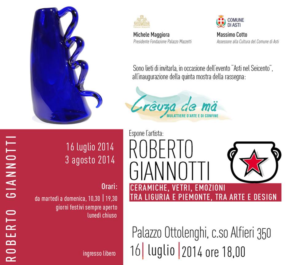 Invito inaugurazione mostra personale Roberto Giannotti Palazzo Ottolenghi - Asti 2014